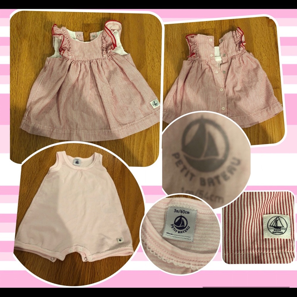 Petit Bateau 1-3 mo dress and romper
